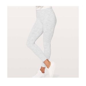 Lululemon Athletica Gray & White Stripe High Waist Athletic Leggings 6